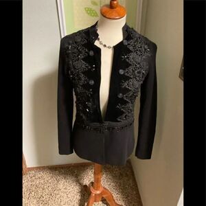 EUC Chico’s Black Embroidered Cardigan #C60